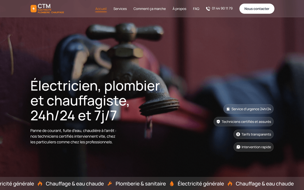 Aperçu du site CTM Électricité Plomberie Chauffage
